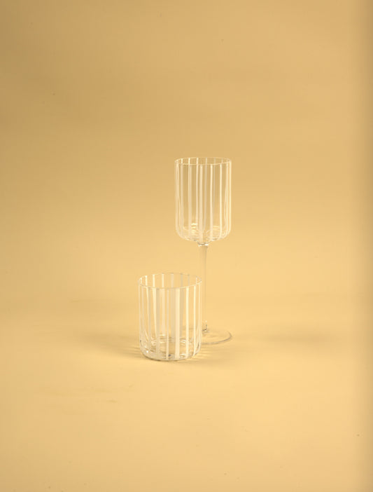 White stripe drinking glasses