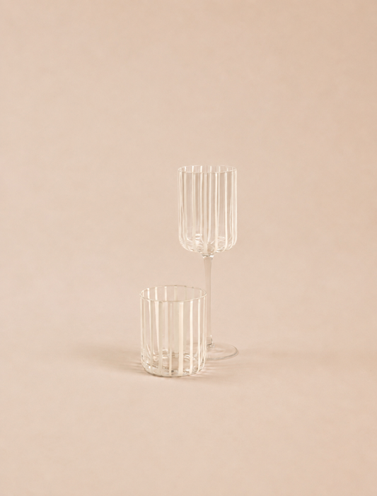 White stripe drinking glasses
