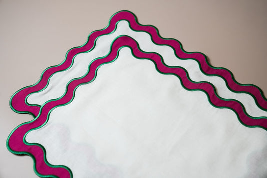 Scallop Tablemat (Pink & Green) 4 Pcs