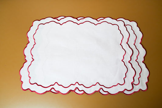 Hanar Table Mat (Pink & Red) 4 Pcs